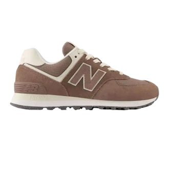 New Balance 574 su&egrave;de sneakers met sleehak voor dames (Bruin/Wit)