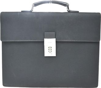 Gucci Briefcase Canvas Black Canvas Briefcase Bag (Pre-Owned)