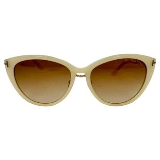 Tom Ford Tom Ford Cat-Eye Geverfde Zonnebril in Ecru Acetaat