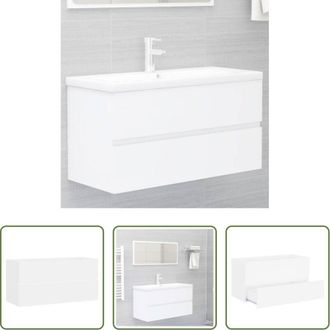 vidaXL Mobile in legno multistrato - Mobile Lavabo Bianco 90x38,5x45 cm in Legno Multistrato