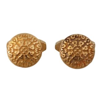 Dolce & Gabbana Accessoires, Heren, Geel, ONE Size, Vergulde Ronde Pin Manchetknopen