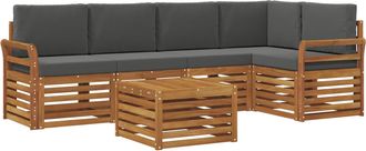 vidaXL Conjunto De Sof&aacute;s De Exterior 6 Uds. Natural Y Antracita Vidaxl