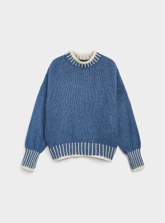 Contemporaine Womens Overcast ribbed trim loose sweater