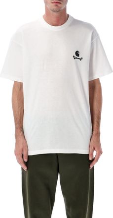 Carhartt Work in Progress White Crewneck Logo Print T-Shirt