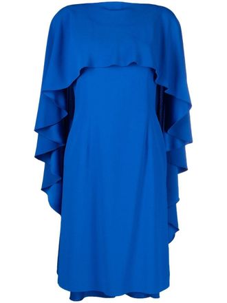 Alberta Ferretti ruffle-detail round-neck dress - women - Acetate/Viscose - 40 - Blue