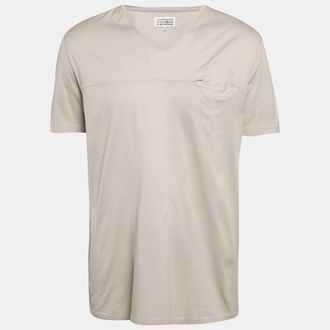 Maison Margiela Maison Martin Margiela Grey Cotton V-Neck T-Shirt