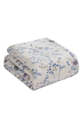 Lucky Brand Wildflower Faux Shearling Throw Blanket in Purple Floral at Nordstrom Rack