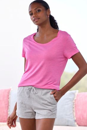 Vivance Shorty VIVANCE DREAMS, Damen, Gr. 32/34, pink (pink, meliert), Single Jersey, Obermaterial: 90% Viskose, 10% Polyester. Unterteil: 100% Baumwolle, mel