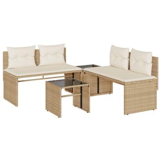 vidaXL Vidaxl - Set Divano Da Giardino 4 Pz Con Cuscini Beige In Polyrattan