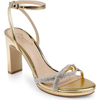Badgley Mischka Fila Ankle Strap Platform Sandal in Gold Leather at Nordstrom Rack, Size 8.5