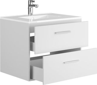 Vente-Unique Mobile per bagno sospeso con lavabo singolo 60 cm Bianco - KAYLA