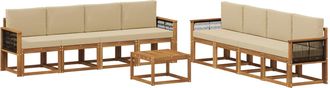 vidaXL Conjunto De Sof&aacute;s De Exterior 9 Uds. 8 Plaza Natural Y Beige Vidaxl