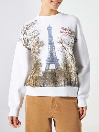 MC2 Saint Barth Woman Fleece Sweatshirt With Paris Postcard Print