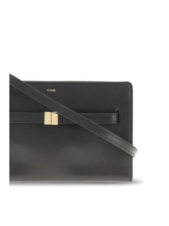 Toteme Womens Belted Leather Crossbody Bag Black Cow Shoulder