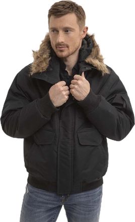 U.S.Polo Association U. S. Polo Assn. Snorkel Jacket Men Black Faux Fur Hooded Full Zip FROG687