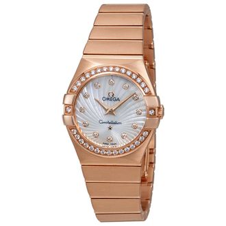 Omega Pre-owned Omega Constellation Diamond Mother of Pearl Dial Ladies Watch 123.55.27.60.55.001