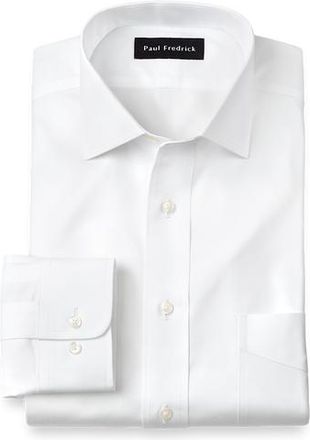 Paul Fredrick Tailored Fit Non-iron Cotton Pinpoint Solid Spread Collar Dress Shirt in White at Nordstrom, Size 16.5 - 34