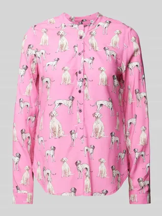 Emily van den Bergh Slim Fit Bluse mit kurzer Knopfleiste in Pink, Größe 40