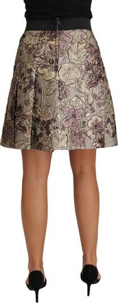 Dolce & Gabbana A-Line Mini Floral Print Jaquard Womens Skirt