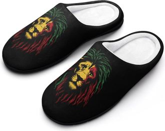 Generic Rastafari Rasta Lion Funny Mens Cotton Slippers Soft Non-Slip Rubber Sole House Slipper Indoor Outdoor