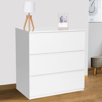 IDMarket Arc&oacute;n Tomi 3 Cajones 78 Cm Madera Blanco