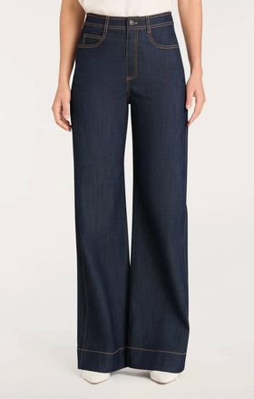 Cinq &agrave; Sept Long Betsy Wide Leg Pant In Indigo