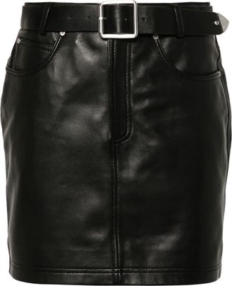 Pinko Grenada leather mini skirt - women - Sheepskin/Cotton/Polyester - 40 - Black