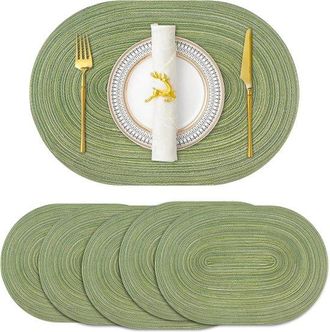 OEM Juego De Manteles Individuales Ovalados, 30, 5 X 44, 5 Cm, Antideslizante Lavable, Cocina Comedor (beige, Juego De 8, Juego De 8 Piezas