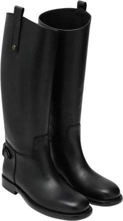 Burberry Cavalier Leren Laars - Dames - Regenlaarzen - Zwart - 38 EU - Leer - Schoenen