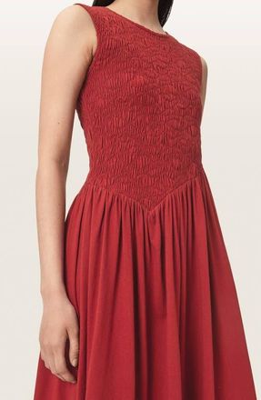 AllSaints Luna Crinkle Maxi Dress in Red at Nordstrom, Size 12