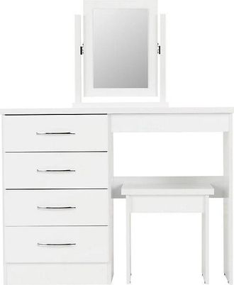 Seconique NEVADA DRESSING TABLE SET - WHITE GLOSS - SECONIQUE | TJ Hughes