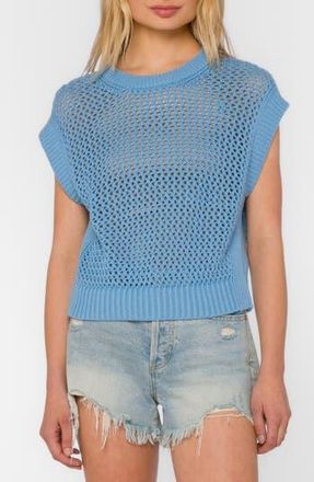 Velvet Heart Arlo Open Stitch Short Sleeve Sweater in Dusk Blue at Nordstrom Rack, Size X-Large