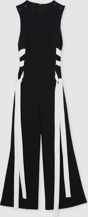 Reiss Navy & white Lace-up Side Wide-leg Jumpsuit, 10