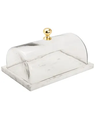 Alice Pazkus Large Rectangular Marble Cake Dome With Knob