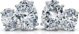 Pompeii3 Certified 3Ct Oval Cut Toi Et Moi Diamond Earrings 14k Gold Lab Grown