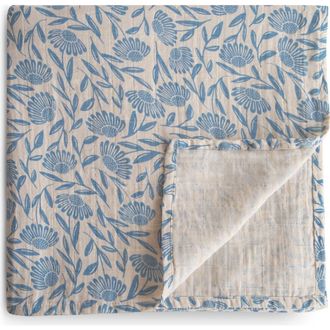 Mushie Muslin Swaddle Blanket in Blue Flowers at Nordstrom