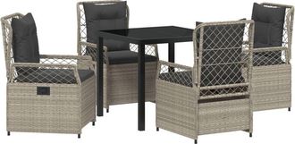 vidaXL Garden Dining Set 5 pcs Light Grey Poly Rattan Vidaxl