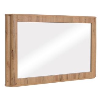 Hhg [nunca Usado] Espejo Hhg-769, Espejo De Pared, Espejo De Vest&iacute;bulo, Espejo De Pasillo, Mdf Y Cristal, 80 X 120 X 10 Cm, Acabado Roble Wotan