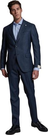 Luigi Bianchi Mantova Elegante Jurk voor Vrouwen - Heren - Business pakken - Blauw - 2XL - Kostuums