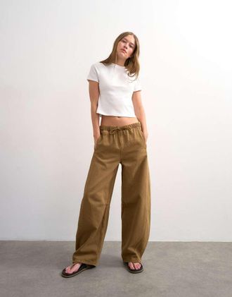 Topshop Pull-On Barrel - Jeans bombati color cumino-Marrone