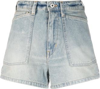 Kenzo high-waisted denim shorts - women - Cotton - 25 - Blue