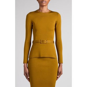 Tom Ford Belted Tech Viscose Blend Sweater in Olivine Green at Nordstrom, Size X-Large