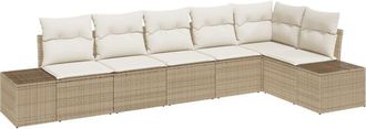 vidaXL Vidaxl - Garden Sofa Set with Cushion with Storage 6 pcs Beige, Cream