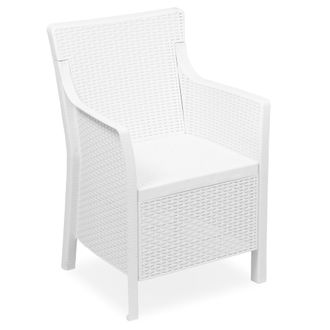 Dmora Sill&oacute;n De Exterior Wanless, Brazos Made In Italy, Cojines Incluidos, 60x53 Cm Blanco
