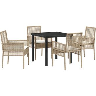 vidaXL Conjunto De Comedor De Jard&iacute;n 5 Pcs Beige Rat&aacute;n Sint&eacute;tico Vidaxl