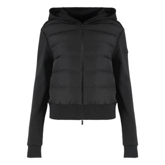 Moncler Down Jackets, female, Black, Size: XS Padded Cotton Zip-Up Hoodie