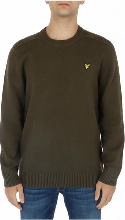 Lyle & Scott Mens Crew Neck Jumper Olive Lm703 - Dark Green Cotton - Size X-Large