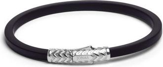 Jonas Studio Mens Rubber & Sterling Silver Bracelet in Jet at Nordstrom