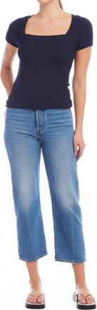 Fifteen Twenty Mindy Bamboo Rib Knit Tee In Navy