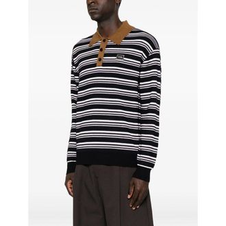 Dr&ocirc;le de Monsieur Striped Wool Blend Polo - Blue